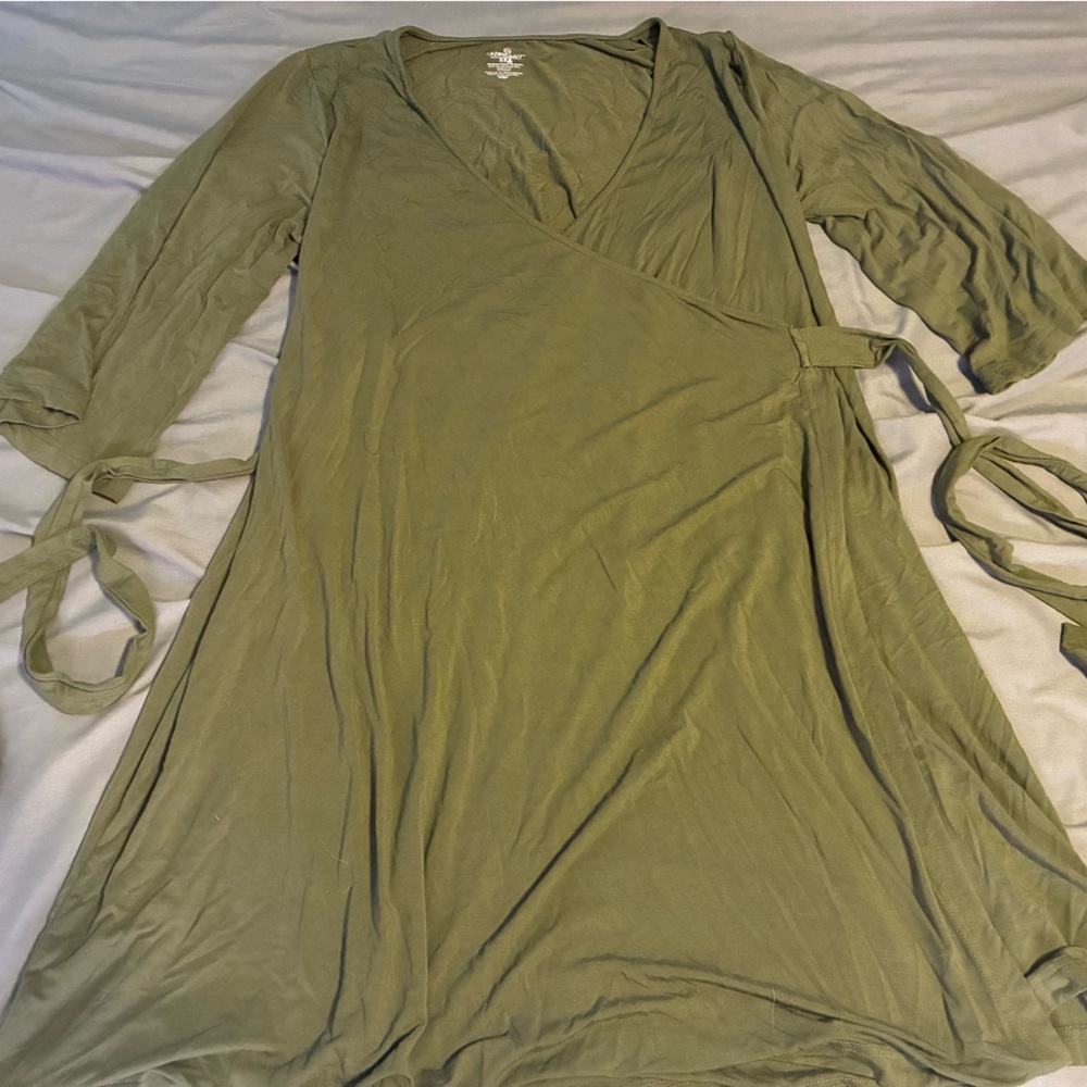 Caden Lane Olive Bamboo Knit Maternity Robe